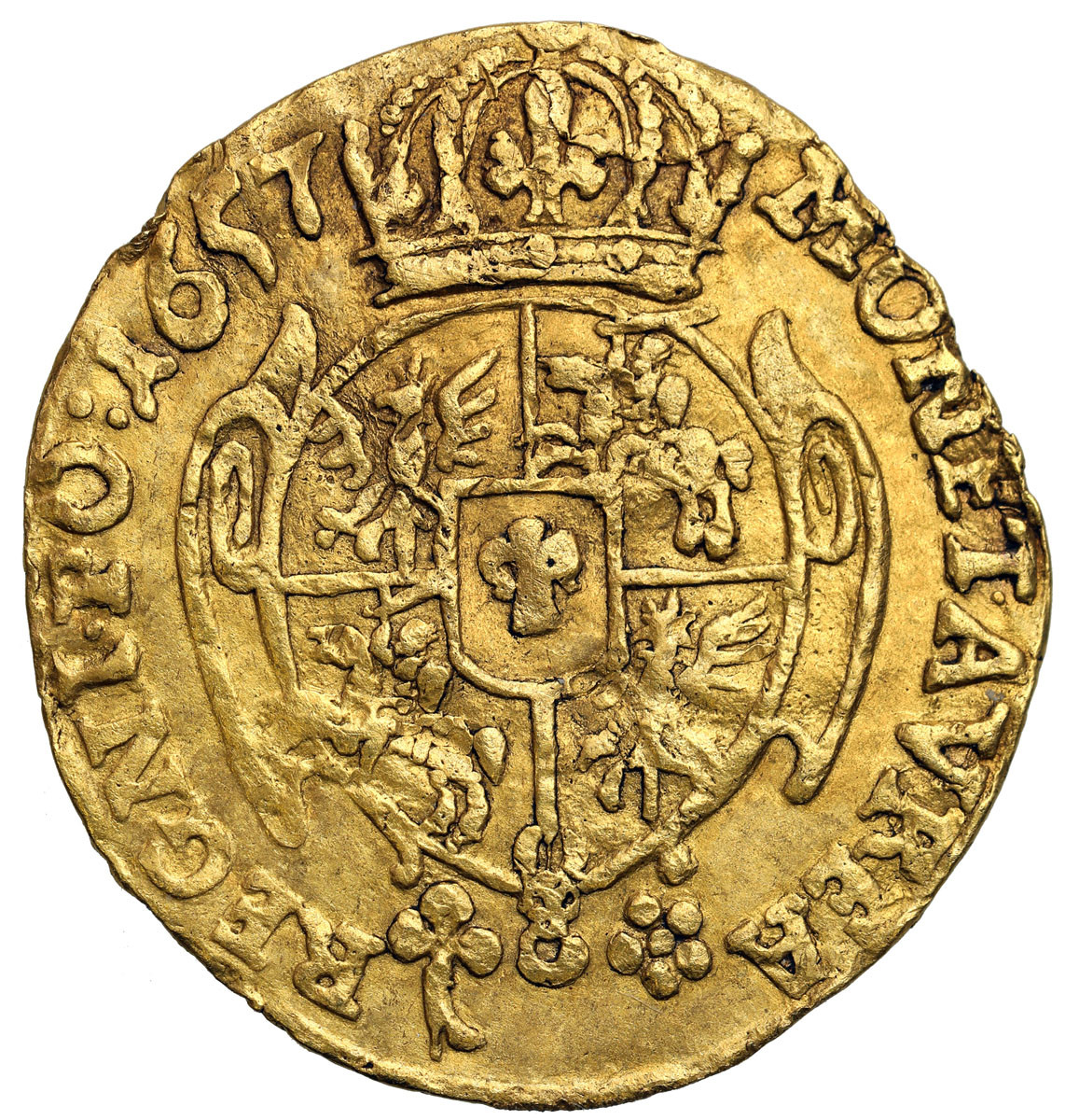 Jan II Kazimierz. Dukat koronny 1657, Kraków - EKSTREMALNIE RZADKI –R8